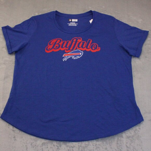 Buffalo Bills Scoop Neck Short Sleeve Rounded Hem Tee Women's Size XXL - Picture 2 of 8
